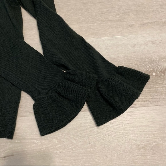 Nanette By Nanette Lepore Merino Wool Flutter Sleeve Sweater, Forest Green, Sz L - Picture 4 of 9